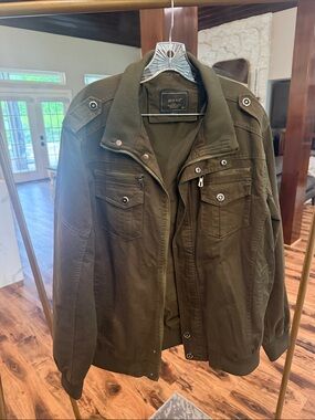HUE Men's Olive Green Military Field Jacket